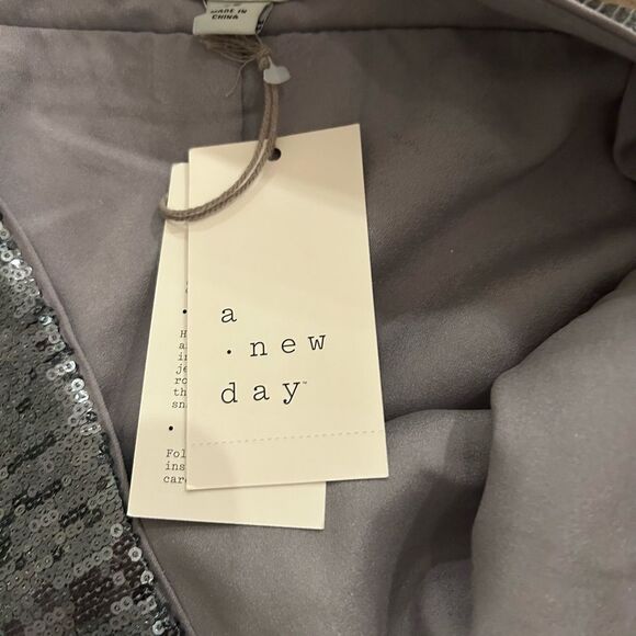 A New Day Women's Relaxed Leg High Rise Silver Sequin Trouser Pants Size 12 NEW - Picture 6 of 13